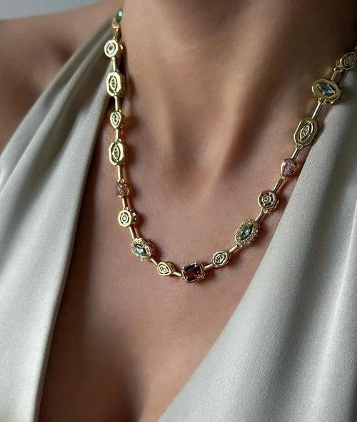 Renkli Taşlı Tasarım Takı Seti - Resim 2