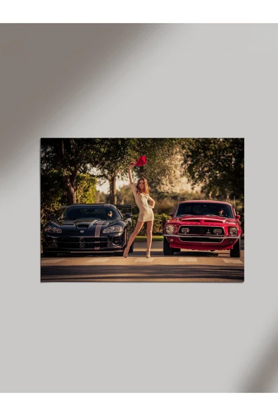Panorama Ajans Dodge Viper Vs Shelby Yarış Drag Ahşap Poster Tablo ürün görseli 1