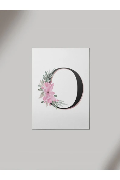 Panorama Ajans O Harfi Baş Harf Pembe Çiçekli Ahşap Poster Tablo