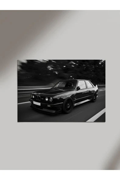 Panorama Ajans Bmw E30 Siyah Ahşap Poster Tablo ürün görseli 1