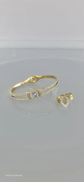 Baget Kelepçe Yüzük Çelik Takı Seti - Resim 3