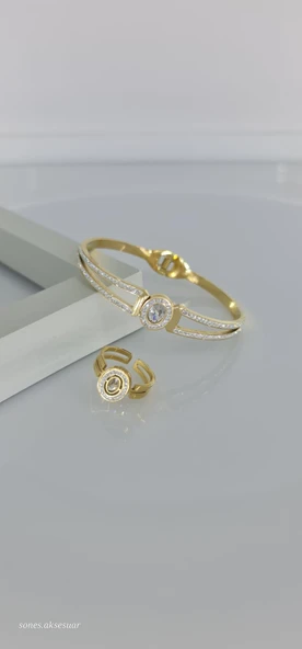 Baget Kelepçe Yüzük Çelik Takı Seti - Resim 2