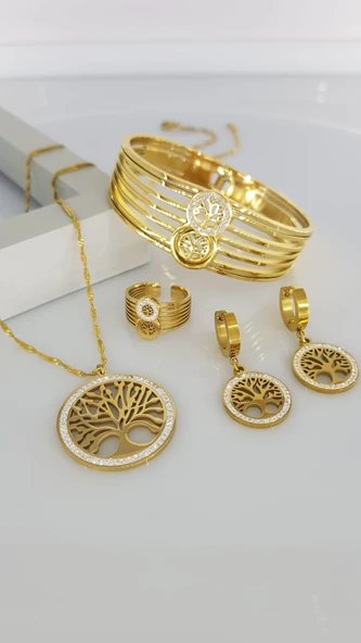 Hayat Ağacı 4'lü Çelik Takı Seti 349 ürün görseli