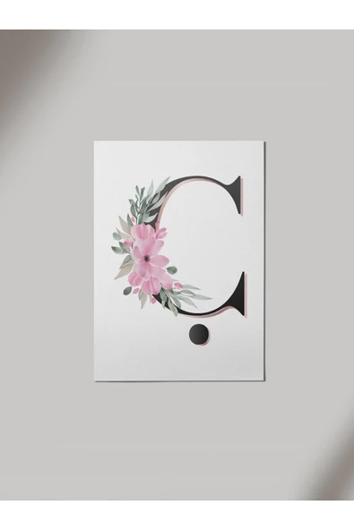 Panorama Ajans Ç Harfi Baş Harf Pembe Çiçekli Ahşap Poster Tablo ürün görseli 1