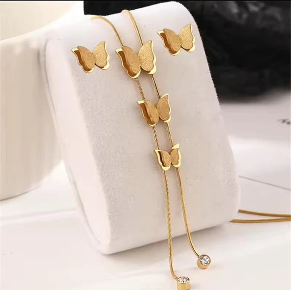 Kelebek kolye Küpe Çelik Takı 354 ürün görseli