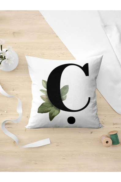 Panorama Ajans Ç Harfi Yeşil Yapraklı Yastık Kılıfı ürün görseli 1