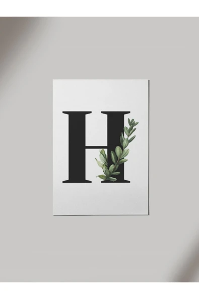 Panorama Ajans H Harfi Yeşil Yapraklı Ahşap Poster Tablo ürün görseli 1
