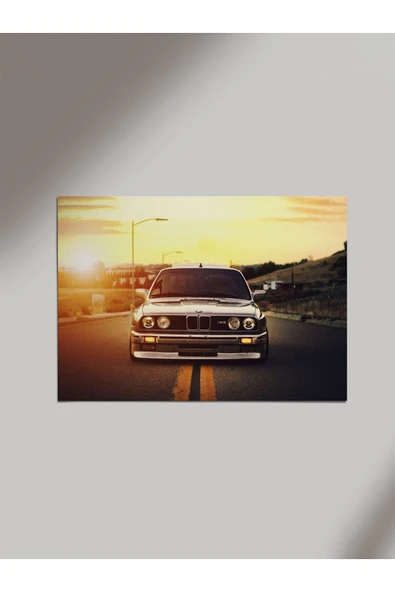 Panorama Ajans Bmw E30 Günbatımı Gri Ahşap Poster Tablo ürün görseli 1