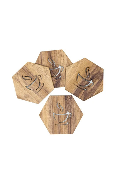 Panorama Ajans Ahşap Kahve 4'lü Bardak Altlığı - 3