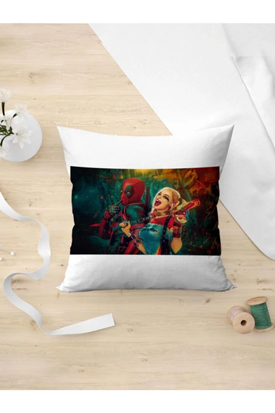 Panorama Ajans Deadpool Ve Harley Quinn Marvel Tasarım Yastık Kılıfı ürün görseli 1