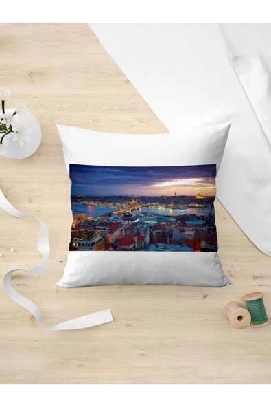 Panorama Ajans Istanbul Galata Akşam Fotoğraf Manzara Yastık Kılıfı ürün görseli