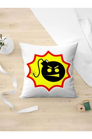 Panorama Ajans Bomb Sticker Sinirli Tatlı Bomba Tasarım Yastık Kılıfı ürün görseli 1