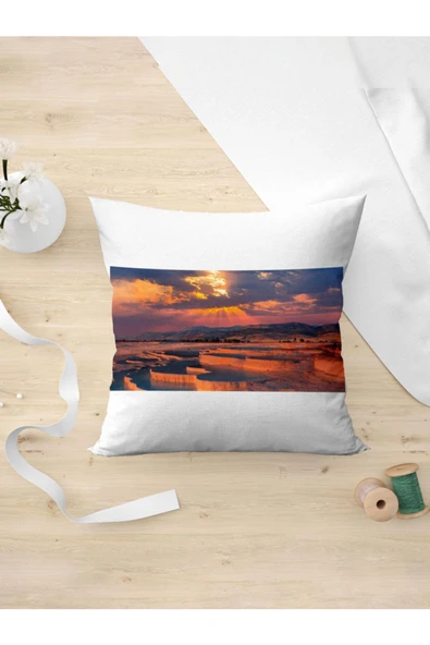 Panorama Ajans Denizli Pamukkale Günbatımı Manzara Yastık Kılıfı ürün görseli 1