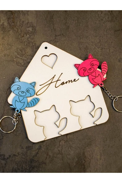 Panorama Ajans Ahşap Anahtar Askısı Ve Kedi Anahtarlık - Resim 2