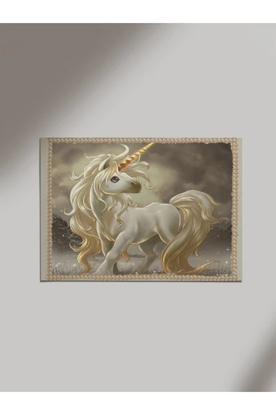 Panorama Ajans Unicorn At Beyaz Ahşap Poster Tablo ürün görseli 1