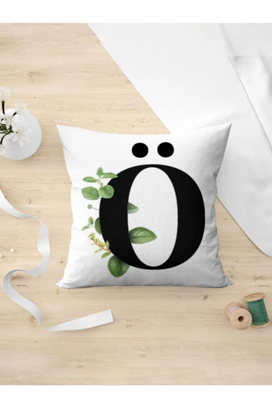 Panorama Ajans Ö Harfi Yeşil Yapraklı Yastık Kılıfı ürün görseli 1