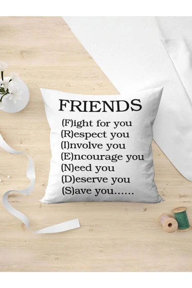 Panorama Ajans En Yakın Arkadaşa Hediye Motto Söz Tasarım Yastık Kılıfı ürün görseli 1