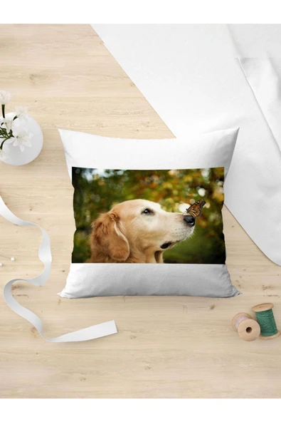 Panorama Ajans Golden Köpek Tatlı Kelebek Yastık Kılıfı ürün görseli 1