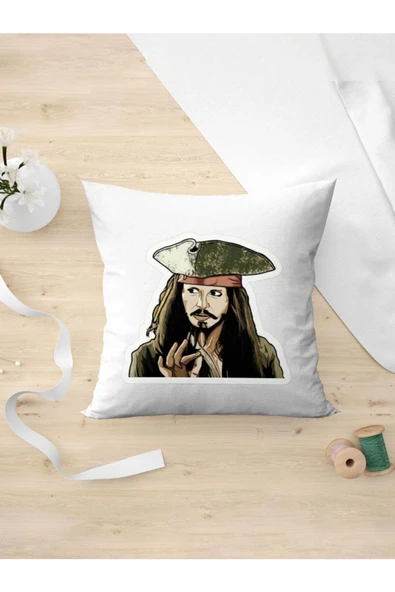 Panorama Ajans Karayip Korsanları Severlere Jack Sparrow Sticker Yastık Kılıfı ürün görseli 1