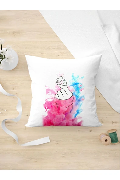 Panorama Ajans Sevgiliye Ve En Yakın Arkadaşa Hediye Kalp Işareti Yastık Kılıfı ürün görseli 1