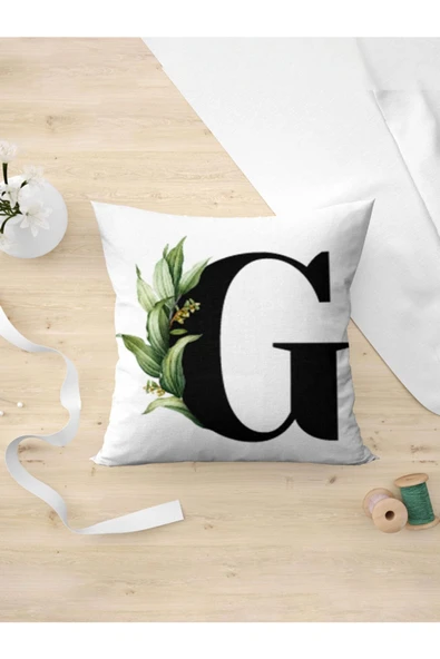 Panorama Ajans G Harfi Yeşil Yapraklı Yastık Kılıfı ürün görseli 1