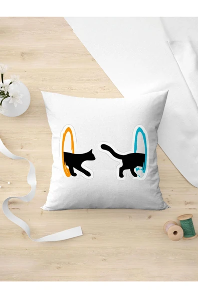 Panorama Ajans Tatlı Cute Kedi Cat Sticker Tasarım Yastık Kılıfı ürün görseli 1