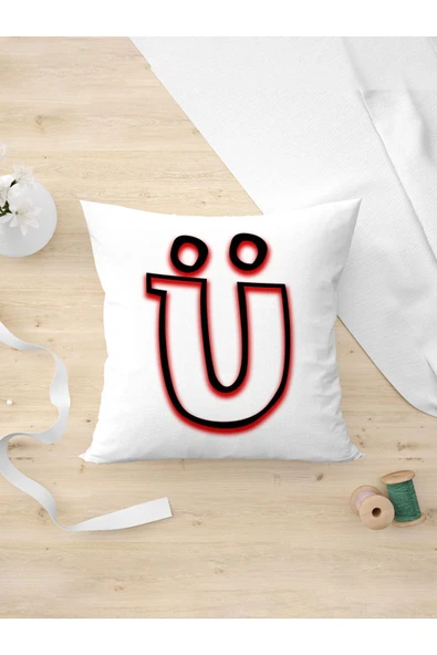 Panorama Ajans Gölgeli Ü Harfi Arkadaşa Hediye Özel Tasarım Yastık Kılıfı ürün görseli 1