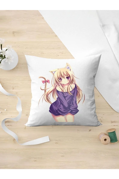 Panorama Ajans Mini Elbise Kedi Kız Anime Cat Girl Güzel Yastık Kılıfı ürün görseli 1