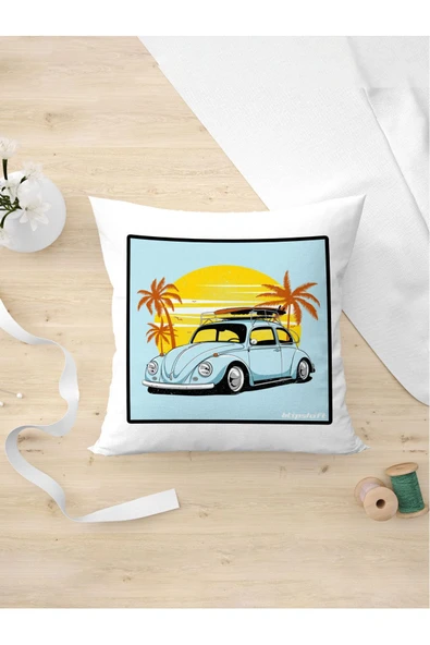 Panorama Ajans Sarı Günbatımı Mavi Vosvos Tasarımı Yastık Kılıfı ürün görseli 1