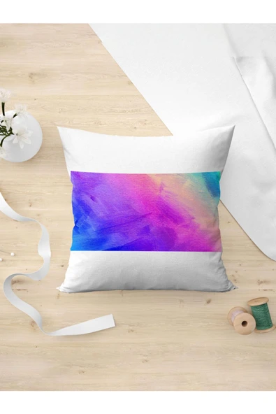 Panorama Ajans Duvar Renkli Fırça Arka Plan Tasarım Yastık Kılıfı ürün görseli 1