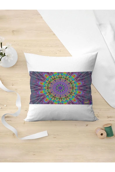 Panorama Ajans Mandala Halüsinasyon Renkli Gökkuşağı Yastık Kılıfı ürün görseli 1