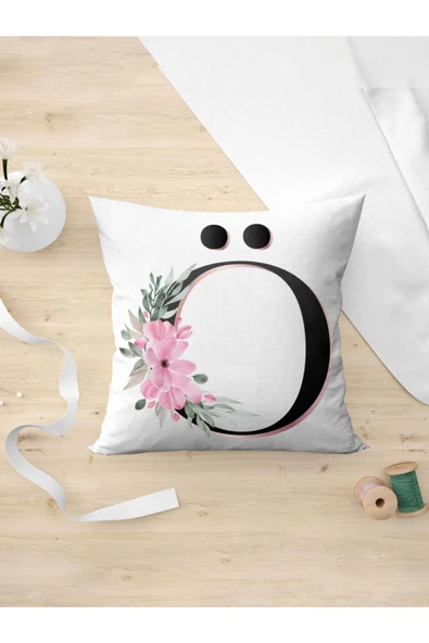 Panorama Ajans Ö Harfi Baş Harf Pembe Çiçekli Yastık Kılıfı ürün görseli 1