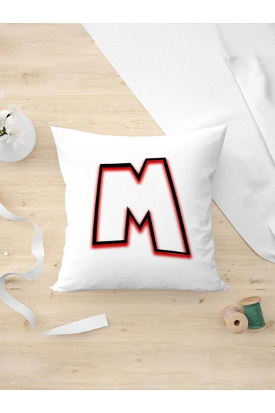 Panorama Ajans Neon Gölgeli M Harfi Arkadaşa Hediye Özel Tasarım Yastık Kılıfı ürün görseli 1