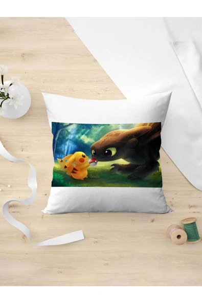 Panorama Ajans Pokemon Pikachu Pikaçu Ve Mewtwo Çizgi Dizi Anime Yastık Kılıfı ürün görseli 1