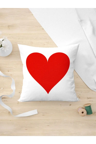 Panorama Ajans Sevgiliye Yakın Arkadaşa Hediye Kırmızı Kalpli Tasarım Yastık Kılıfı ürün görseli 1