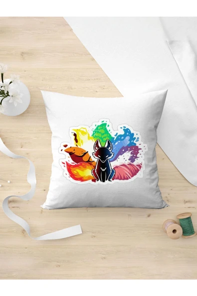 Panorama Ajans Renkli Tilki Gökkuşağı Color Yastık Kılıfı ürün görseli 1