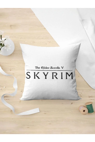 Panorama Ajans Skyrim Oyun Logo Gamer Yastık Kılıfı ürün görseli 1