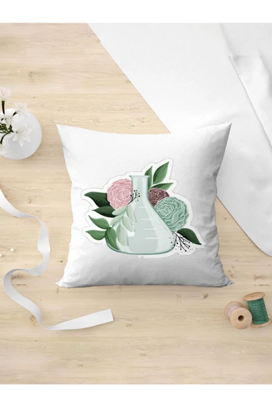 Panorama Ajans Çiçekli Deney Tüpü Gotik Tasarım Yastık Kılıfı ürün görseli 1