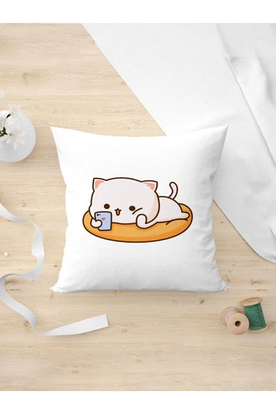 Panorama Ajans Cute Kitty Sevimli Kedicik Hediye Tasarım Yastık Kılıfı ürün görseli 1