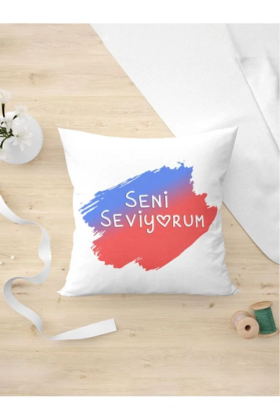 Panorama Ajans Arkadaşa Yakın Arkadaşa Sevgiliye Özel Seni Seviyorum Tasarım Yastık Kılıfı ürün görseli 1