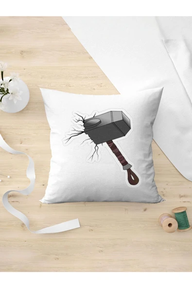 Panorama Ajans Marvel Karakterleri Thor Çekici Mjolnir Sticker Tasarım Yastık Kılıfı ürün görseli 1