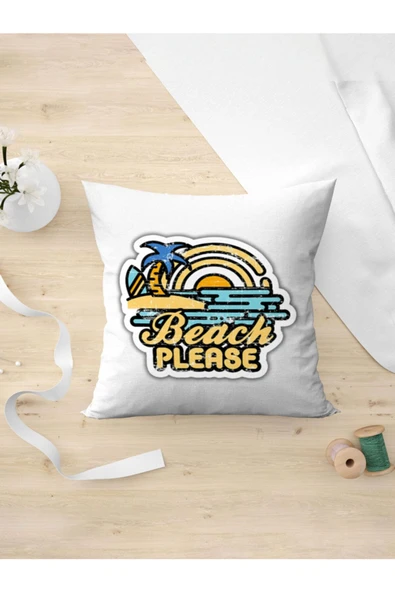 Panorama Ajans Summer Time Sahil Deniz Sticker Yastık Kılıfı ürün görseli 1