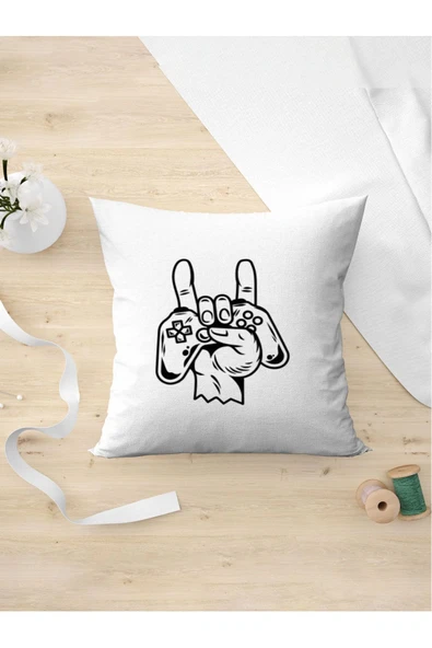 Panorama Ajans Gamer Oyun Severlere Özel Joystik Rock Tasarım Yastık Kılıfı ürün görseli 1