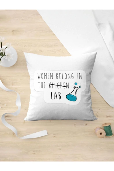 Panorama Ajans Laborant Kadınlar Için Sticker Yastık Kılıfı ürün görseli 1
