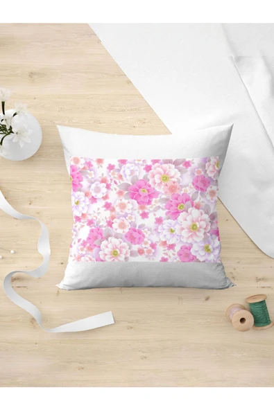 Panorama Ajans Çiçekler Pembe Flower Tasarım Vektörel Yastık Kılıfı