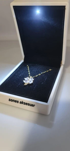 Işıklı Kutulu Taşlı Çelik kolye 059 - Resim 3