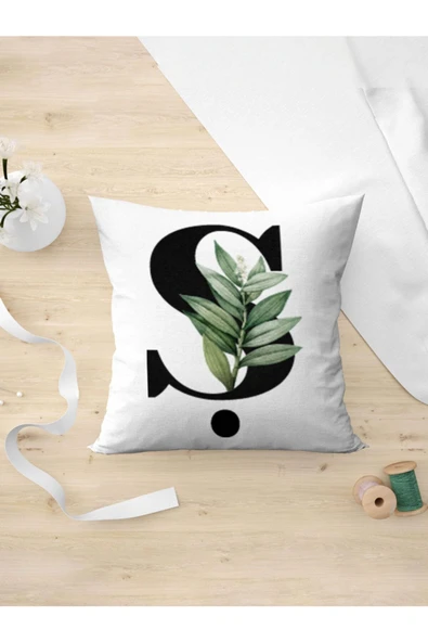 Panorama Ajans Ş Harfi Yeşil Yapraklı Yastık Kılıfı ürün görseli 1