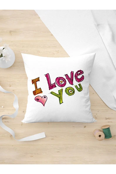 Panorama Ajans I Love You Sevgilelere Arkadaşlara Hediye Özel Tasarım Yastık Kılıfı ürün görseli 1
