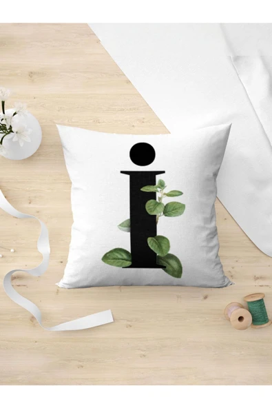 Panorama Ajans I Harfi Yeşil Yapraklı Yastık Kılıfı ürün görseli 1