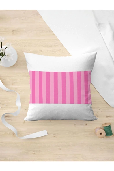 Panorama Ajans Victoria Secret Desen Pink Pembe Şerit Yastık Kılıfı